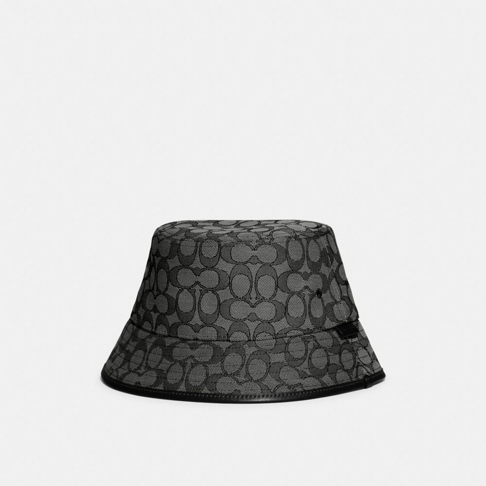 Charcoal Coach Signature Jacquard Bucket Hat Men Hats Scarves & Gloves | 827TQLFXB