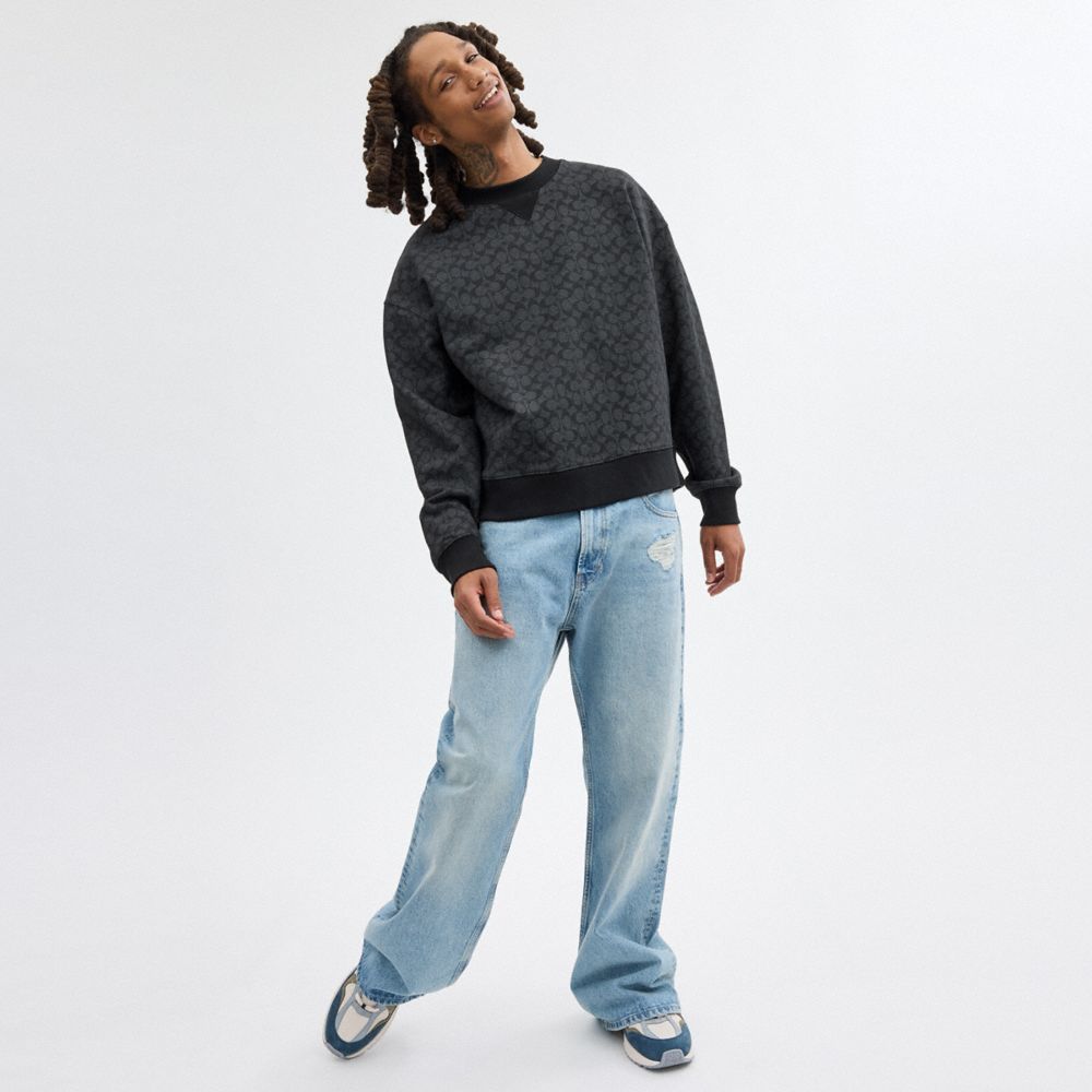 Charcoal Signature Coach Essential Signature Crewneck Men Tops & Bottoms | 637TQLBFK