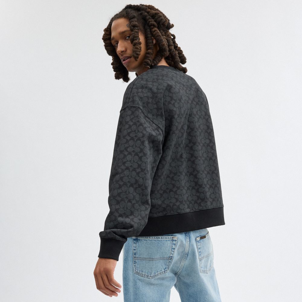 Charcoal Signature Coach Essential Signature Crewneck Men Tops & Bottoms | 637TQLBFK