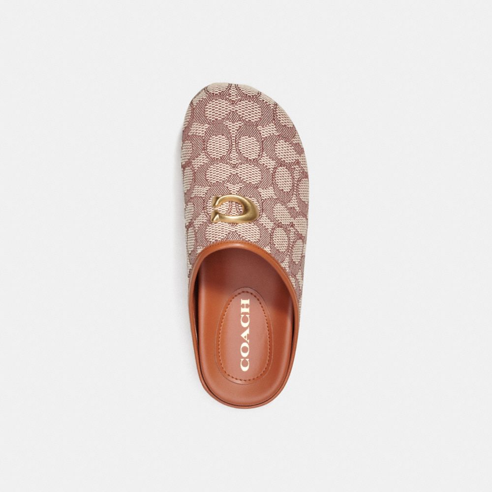 Cocoa/Burnished Amber Coach Hadley Slipper In Signature Textile Jacquard Women Flats & Loafers | 498FRUXDH