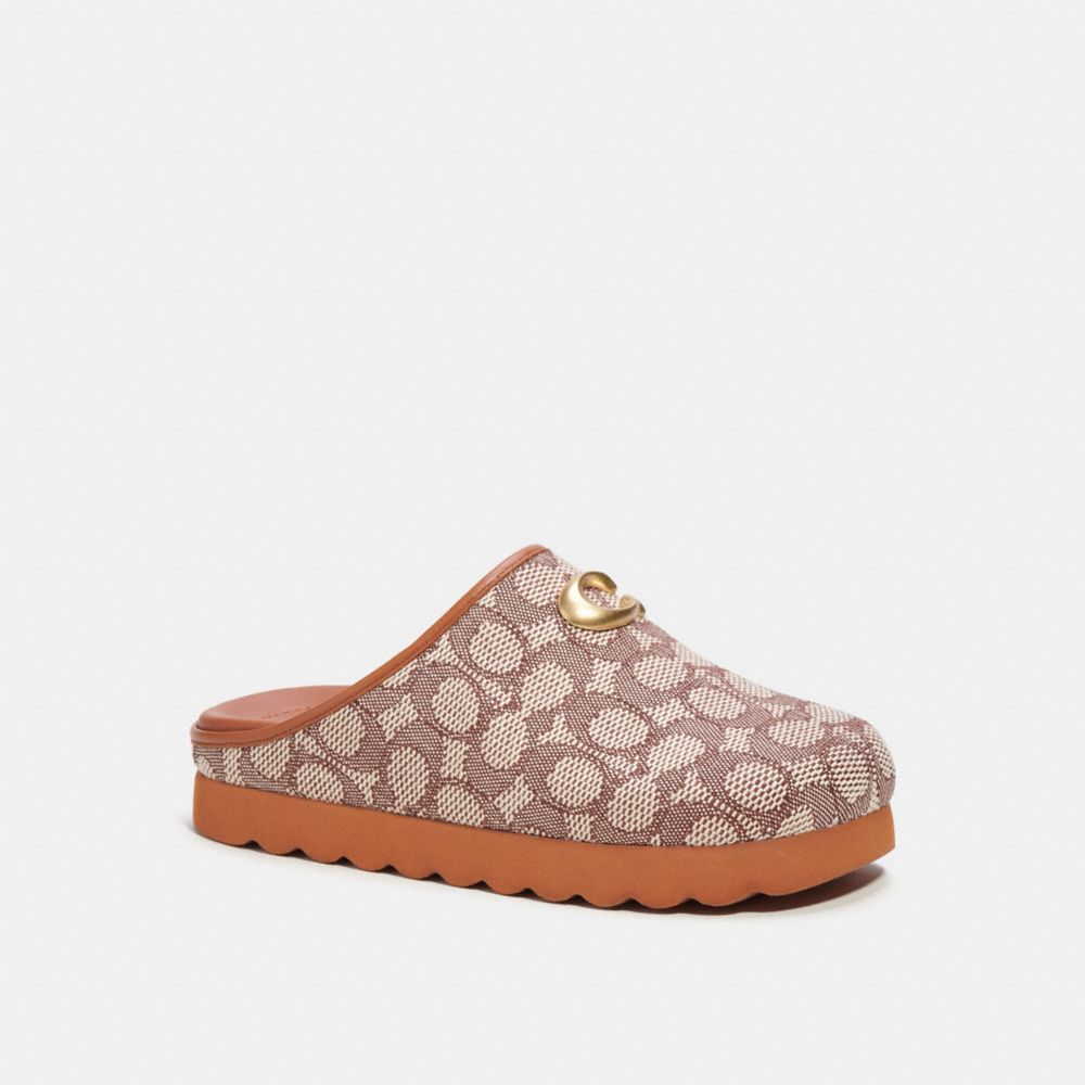 Cocoa/Burnished Amber Coach Hadley Slipper In Signature Textile Jacquard Women Flats & Loafers | 498FRUXDH