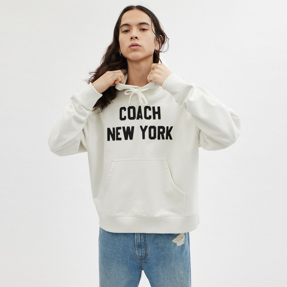 Cream Coach Hoodie Sweatshirt Men Tops & Bottoms | 651ZILYCG