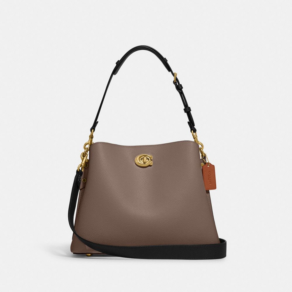 Dark Grey Coach Willow Shoulder Bag In Colorblock Women Shoulder Bags & Hobos | 695QGLABV