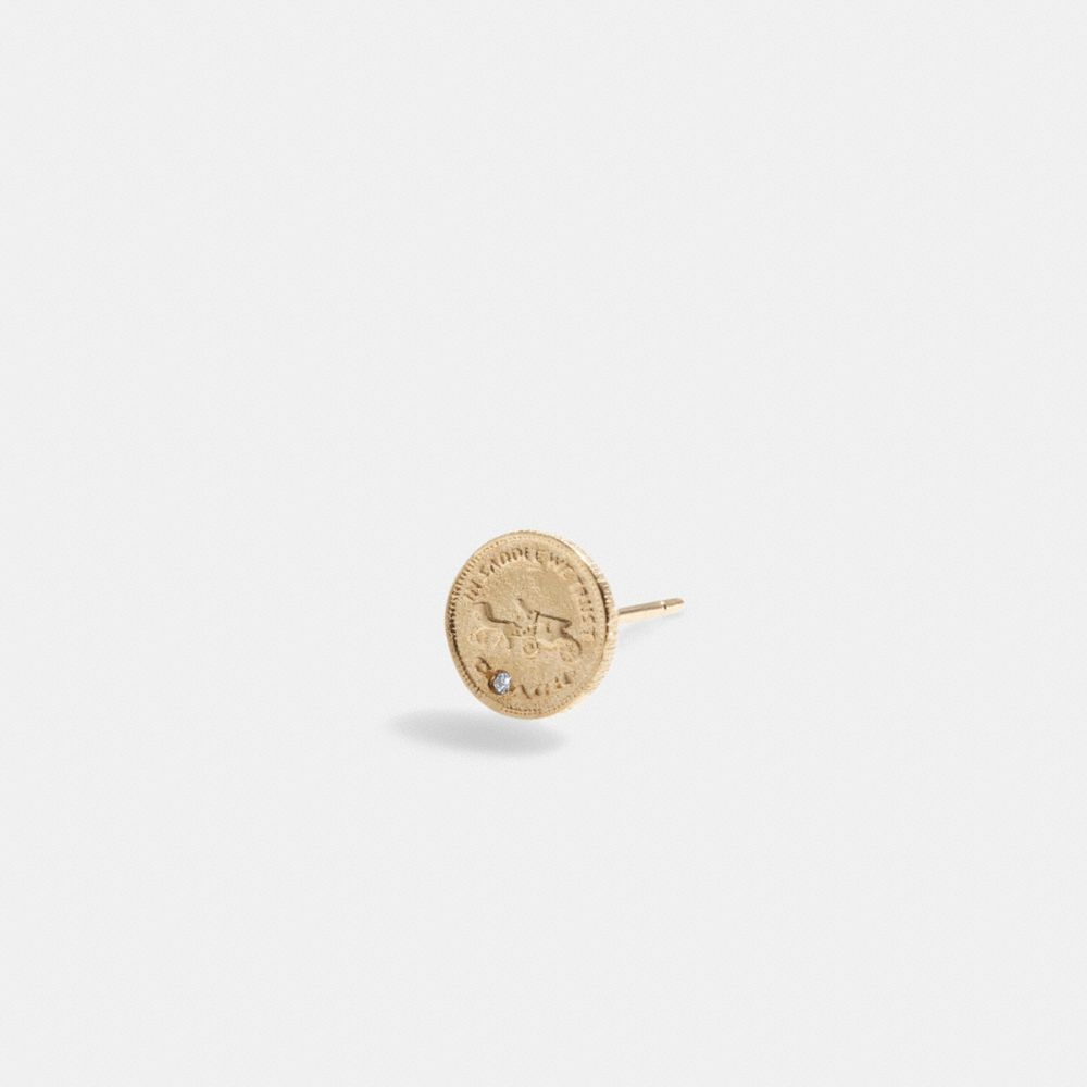 Gold Coach 14 K Gold Coin Single Stud Earring Women Jewelry | 648QMUXRN