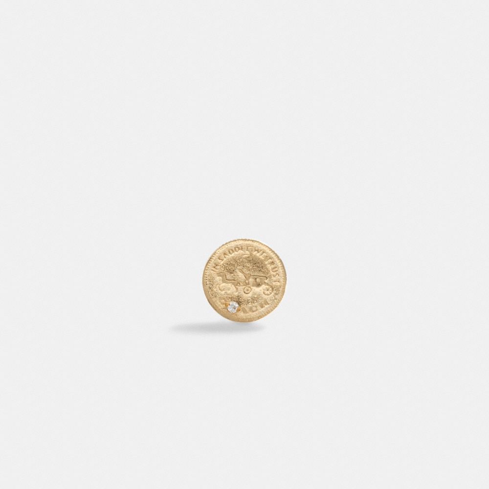 Gold Coach 14 K Gold Coin Single Stud Earring Women Jewelry | 648QMUXRN