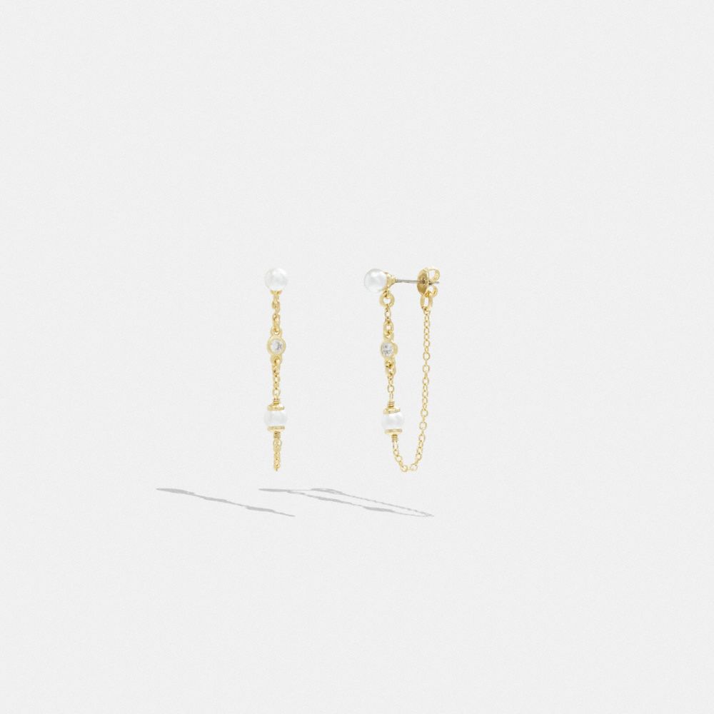 Gold Coach Classic Pearl Chain Earrings Women Jewelry | 839KDVMWA