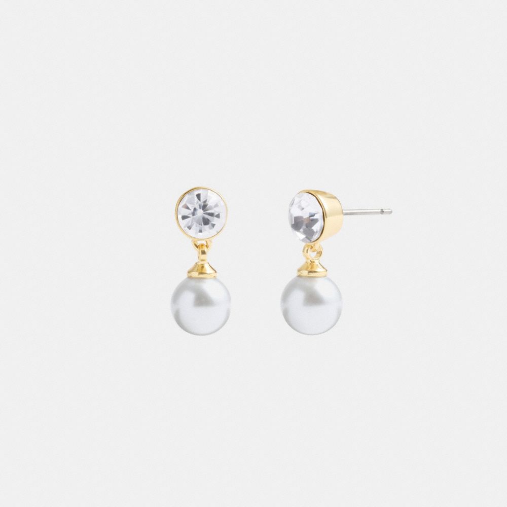 Gold Coach Classic Pearl Drop Earrings Women Jewelry | 517EOSPHU