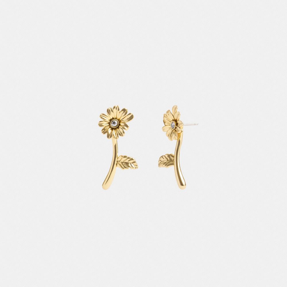 Gold Coach Garden Flower Stem Stud Earrings Women Jewelry | 597PDVUQI