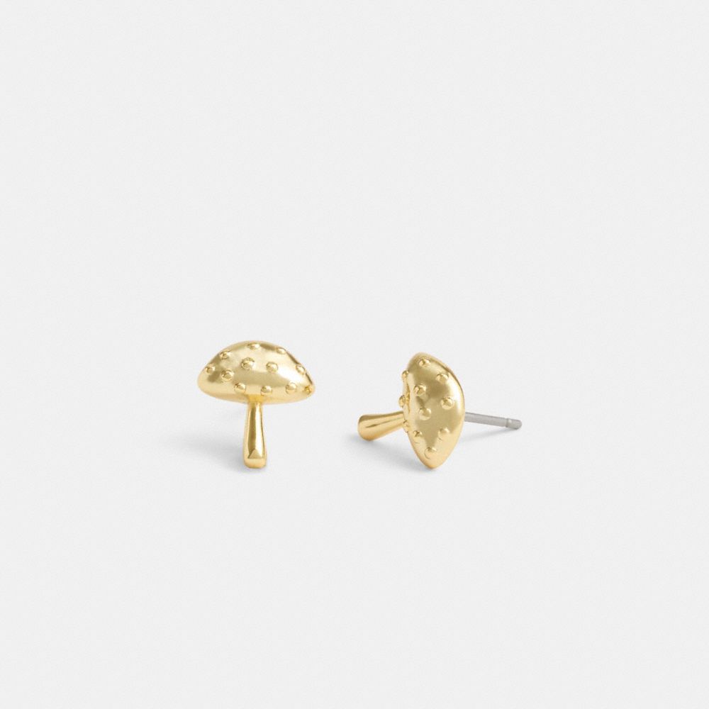 Gold Coach Garden Mushroom Stud Earrings Women Jewelry | 169NSDRGC