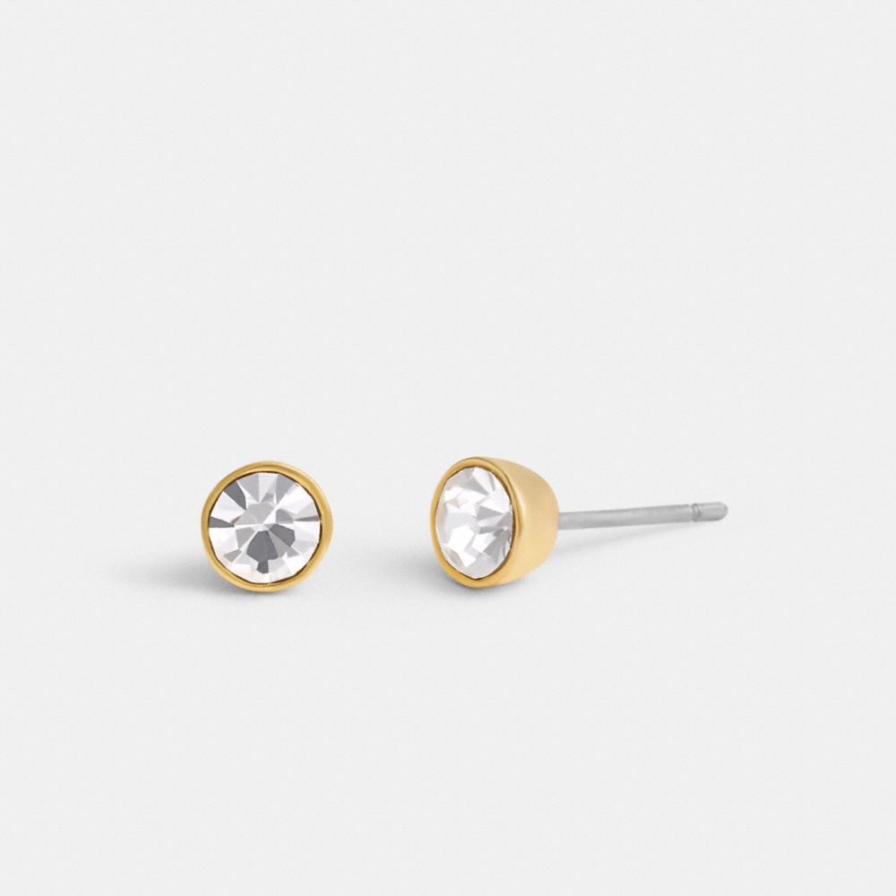 Gold Coach Halo Round Stud Earrings Women Jewelry | 325BTWRIN