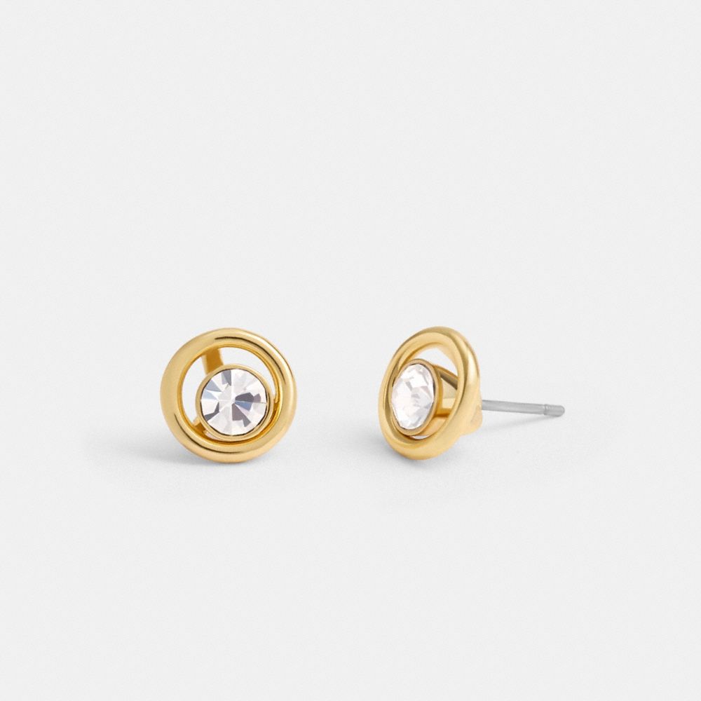 Gold Coach Halo Round Stud Earrings Women Jewelry | 325BTWRIN