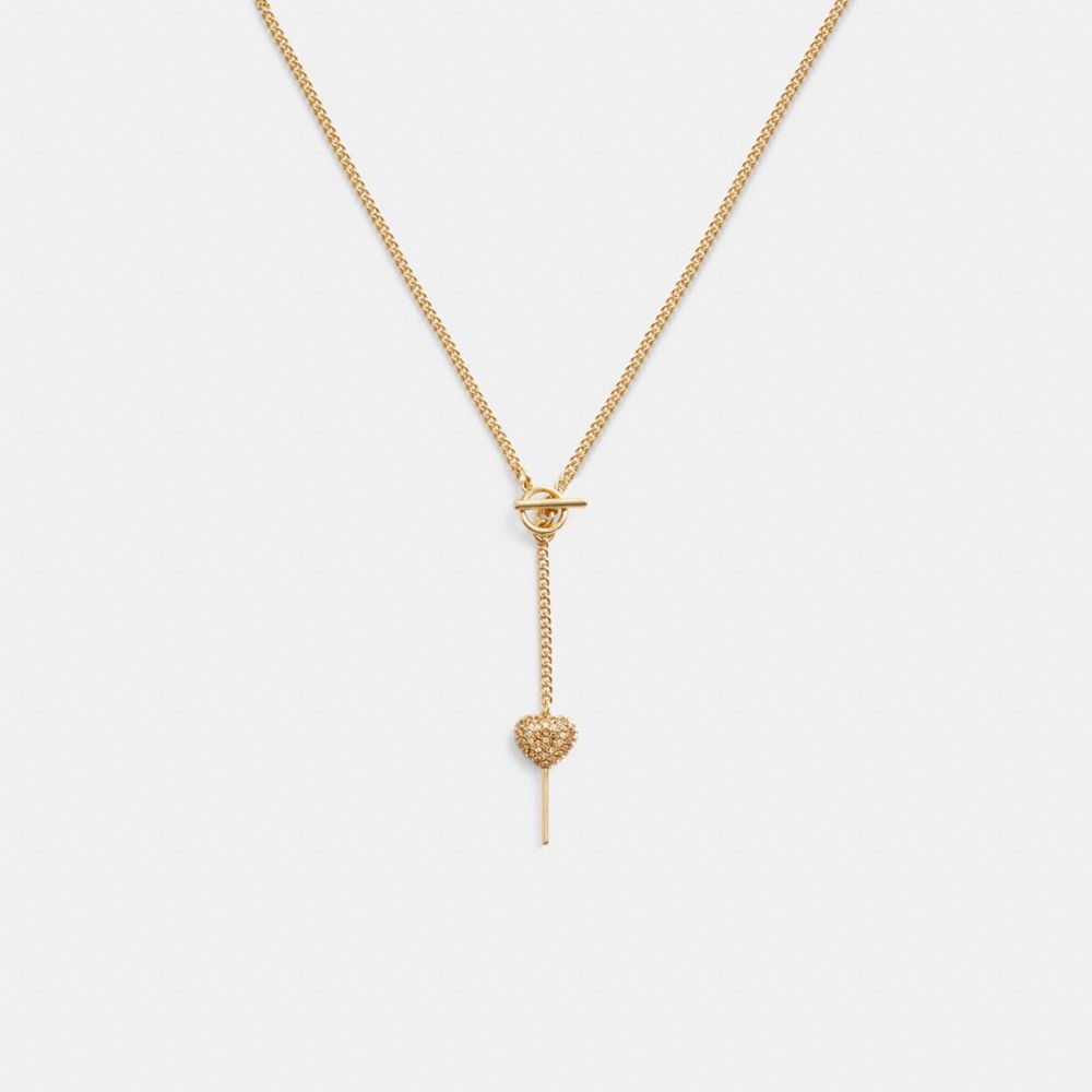 Gold Coach Heart Lollipop Lariat Necklace Women Jewelry | 486CTFWED