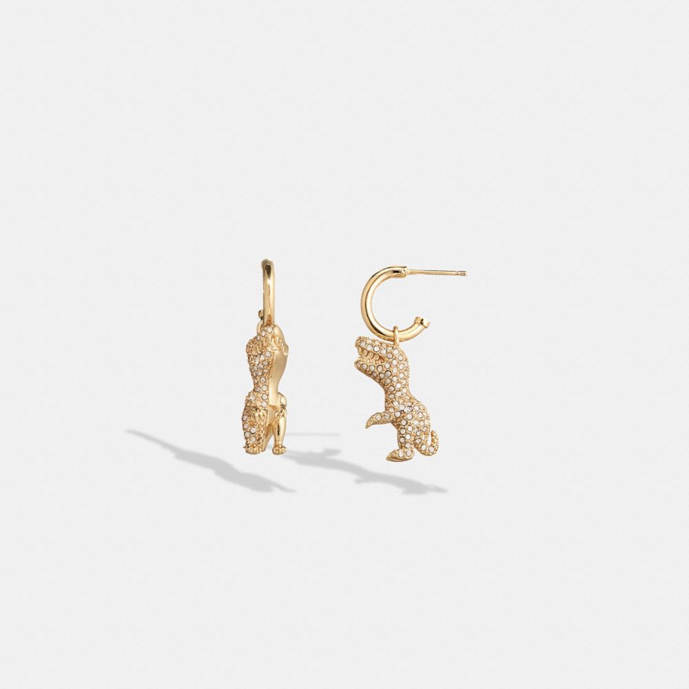 Gold Coach Pavé Rexy Huggie Earrings Women Jewelry | 213HKTODV