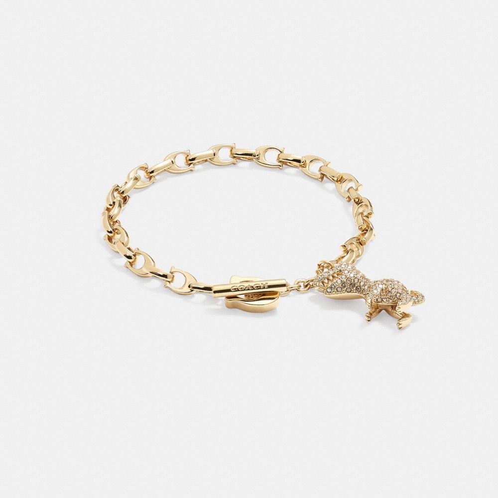 Gold Coach Pavé Rexy Signature Chain Bracelet Women Jewelry | 869ZRABXP