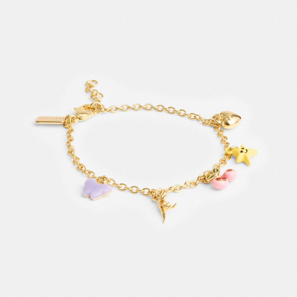 Gold / Multicolor Coach Cherry And Heart Charm Bracelet Women Jewelry | 482NXLIBU