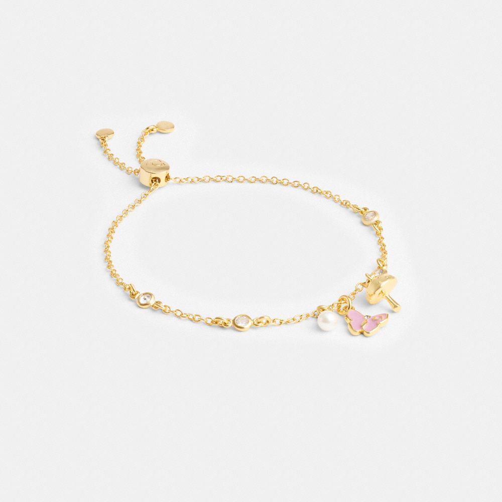 Gold / Multicolor Coach Garden Charms Slider Bracelet Women Jewelry | 534XLWYGK