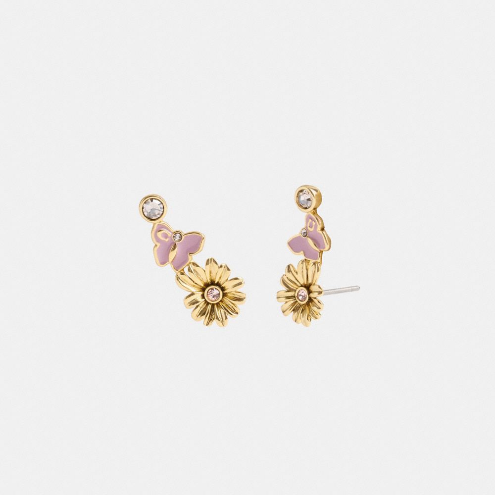 Gold / Multicolor Coach Garden Charms Stud Earrings Women Jewelry | 450GKJMCT