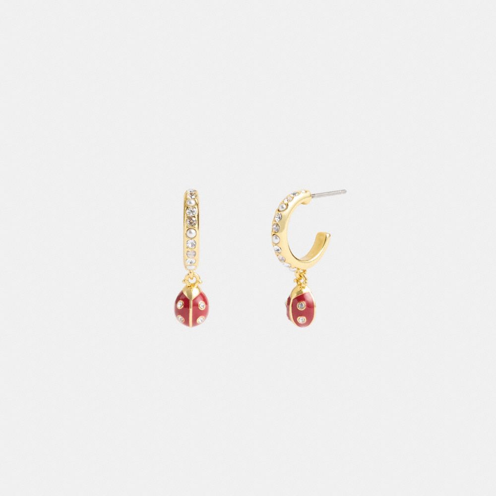 Gold / Multicolor Coach Garden Ladybug Drop Earrings Women Jewelry | 604KMQGDP