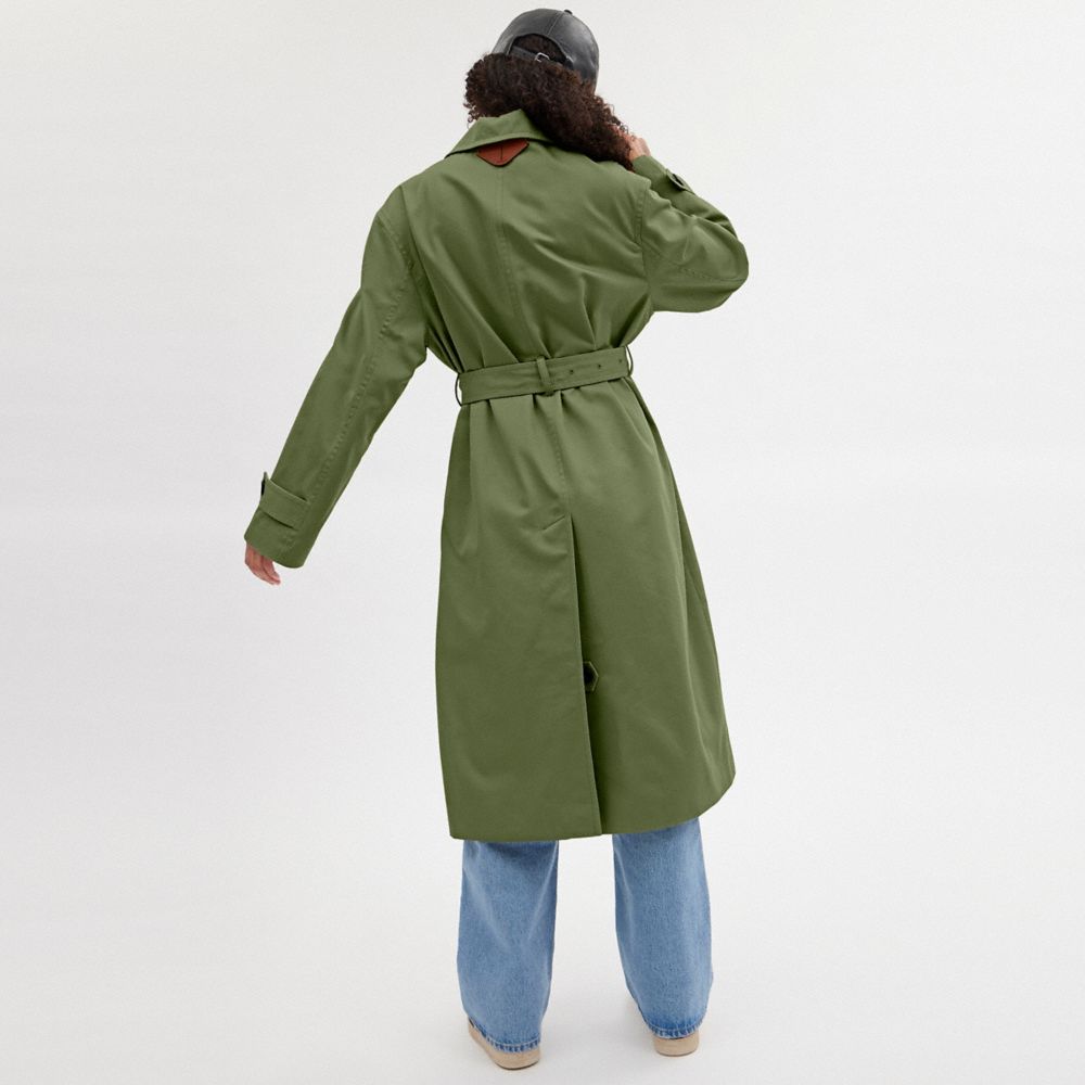 Green Coach Oversized Trench Coat Women Jackets & Outerwear | 157UQDOCL