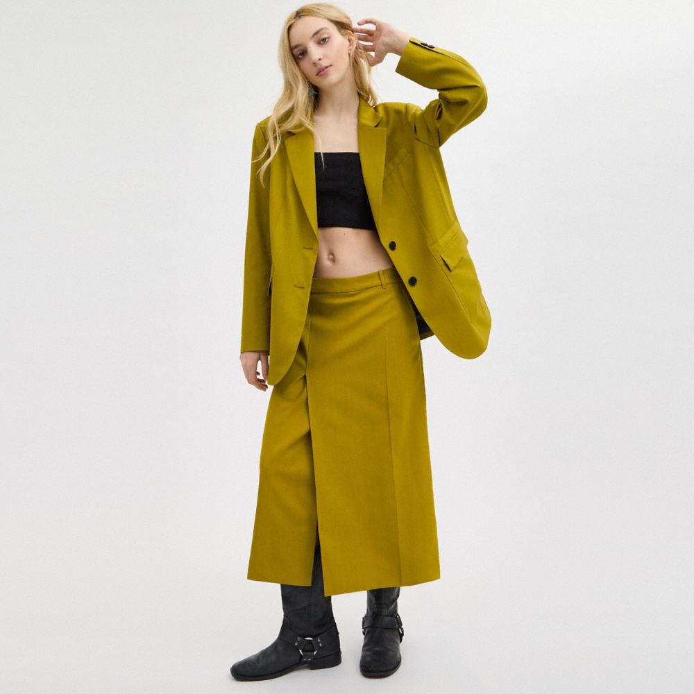 Green Coach Tailored Blazer Women Jackets & Outerwear | 703KQSWVN