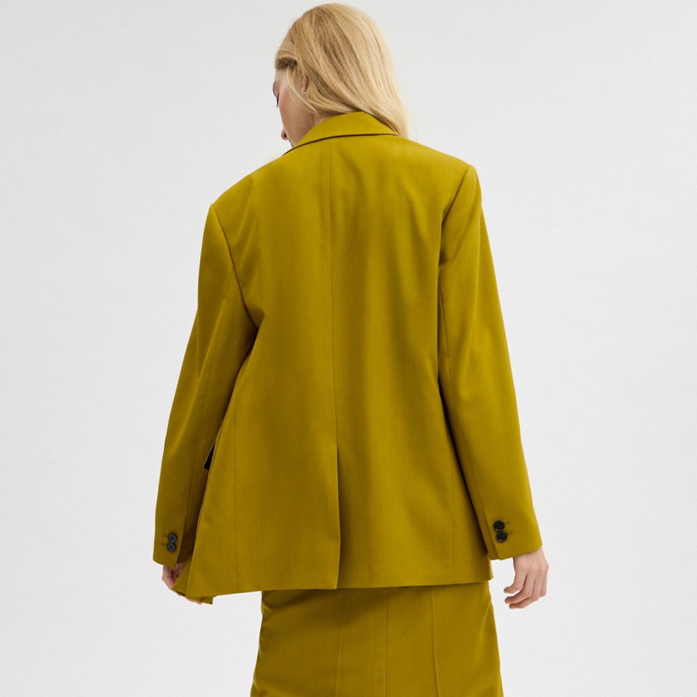 Green Coach Tailored Blazer Women Jackets & Outerwear | 703KQSWVN