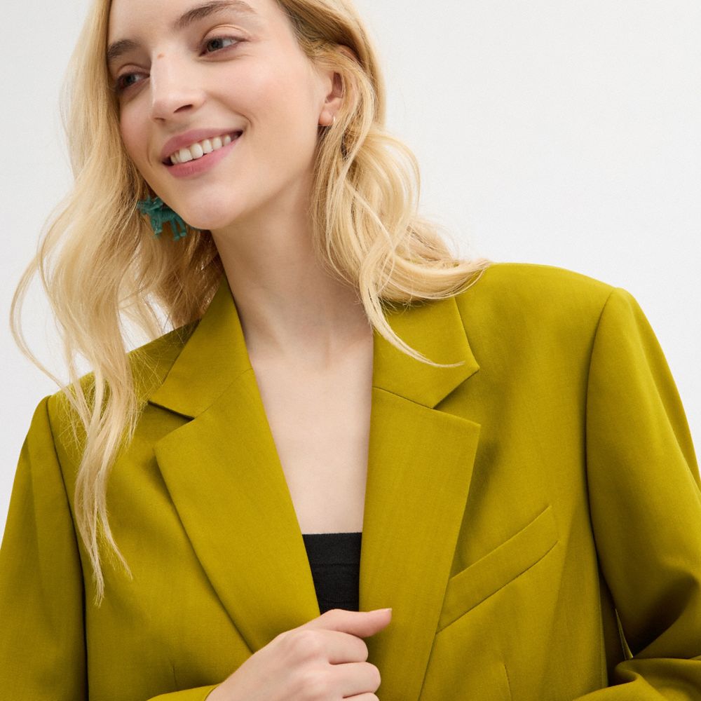 Green Coach Tailored Blazer Women Jackets & Outerwear | 703KQSWVN