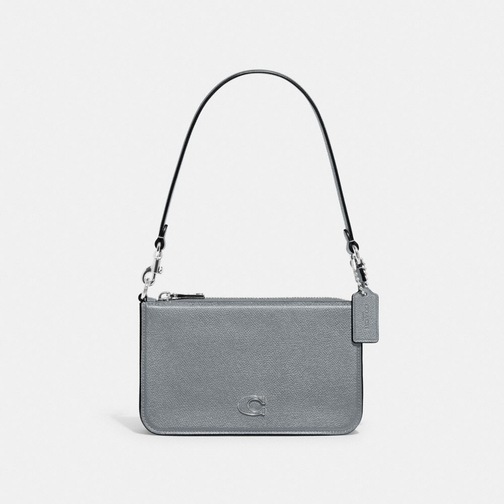 Grey Blue Coach Pouch Bag With Signature Canvas Men Pouches | 348JNEXYO