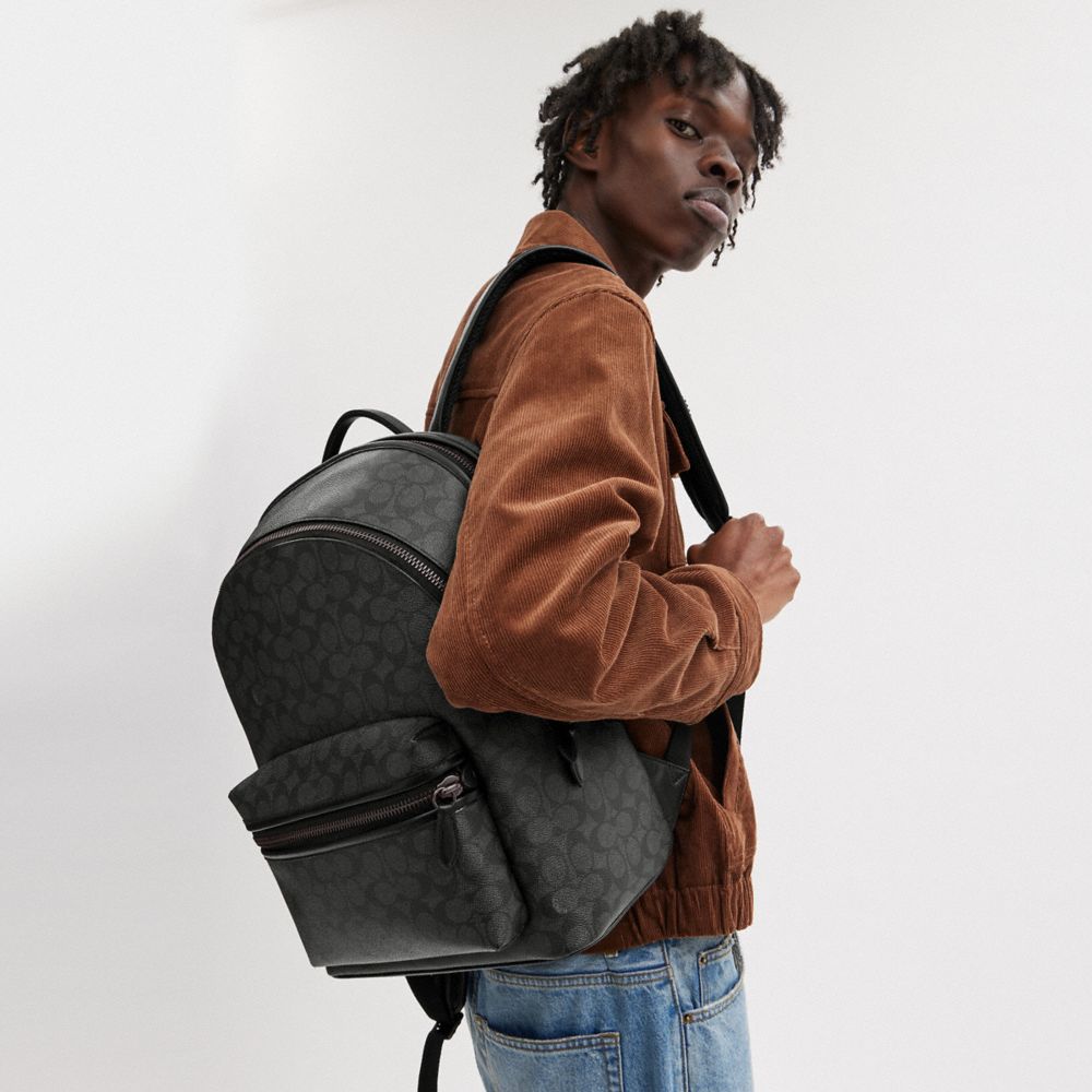 Grey Coach Charter Backpack In Signature Canvas Men Signature | 539NUMEBC