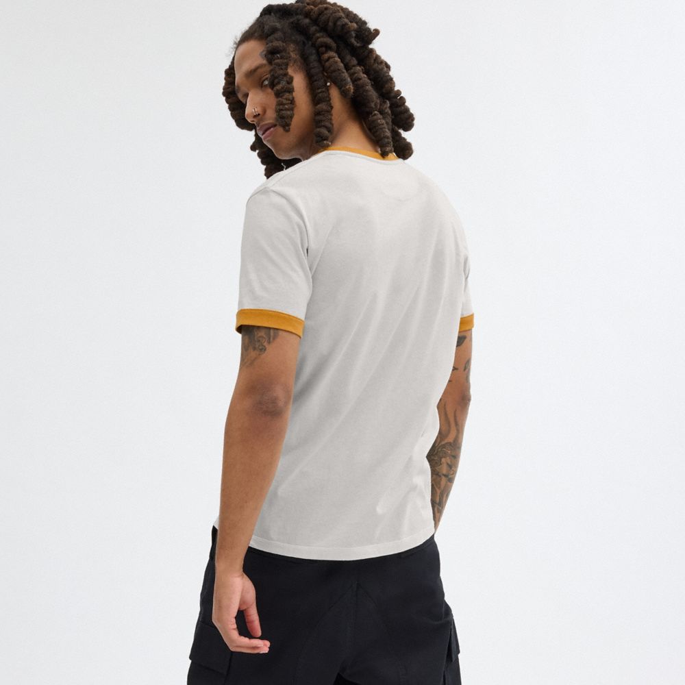 Grey Coach Ringer T Shirt Men Tops & Bottoms | 076HZBUEF