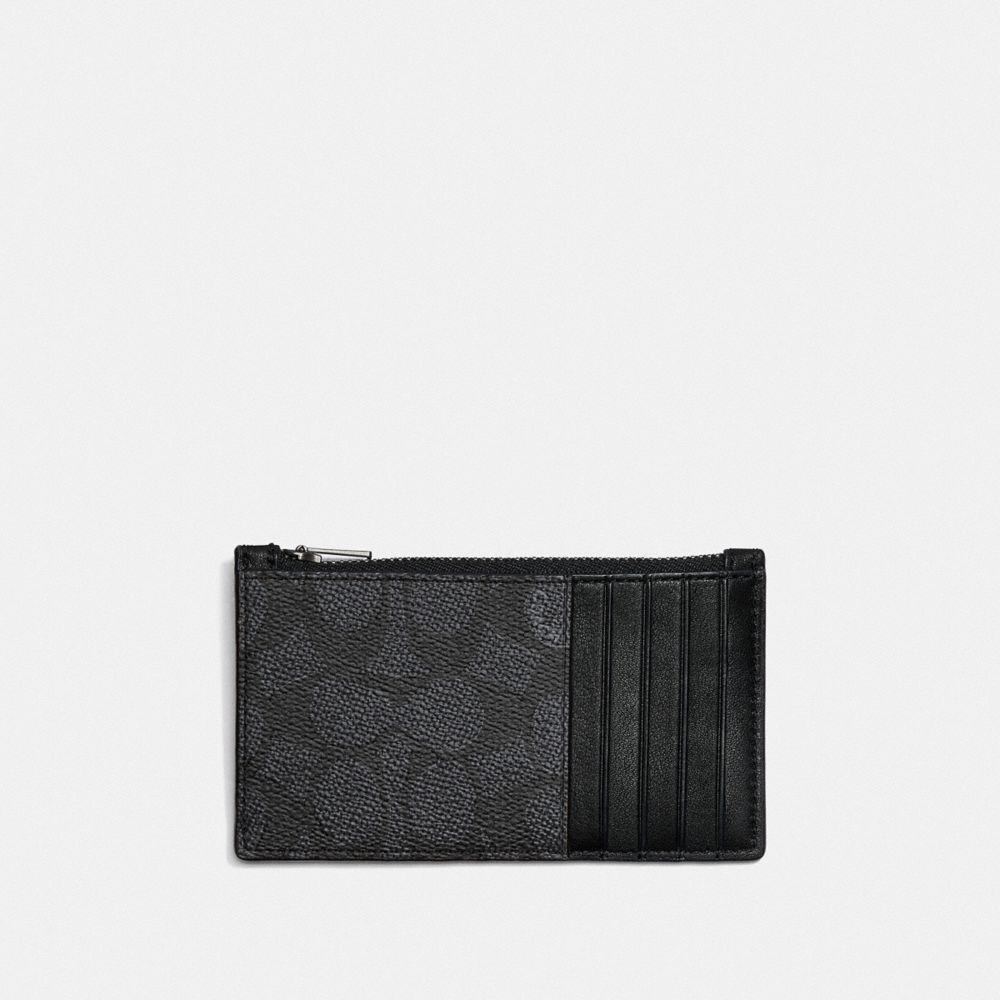 Grey Coach Zip Card Case In Signature Canvas Women Card Cases | 602DRSXZW