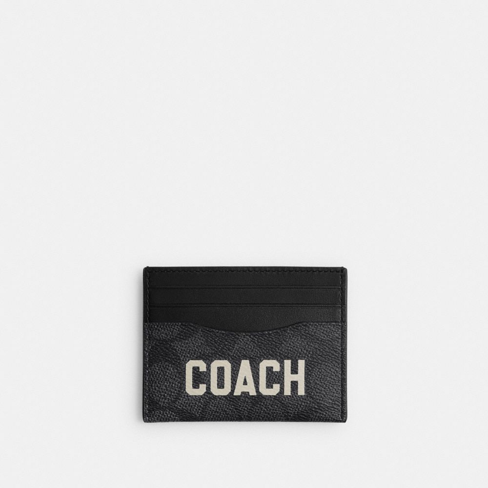 Grey Multicolor Coach Card Case In Signature Canvas With Coach Graphic Men Card Cases & Money Clips | 271RBUDGW