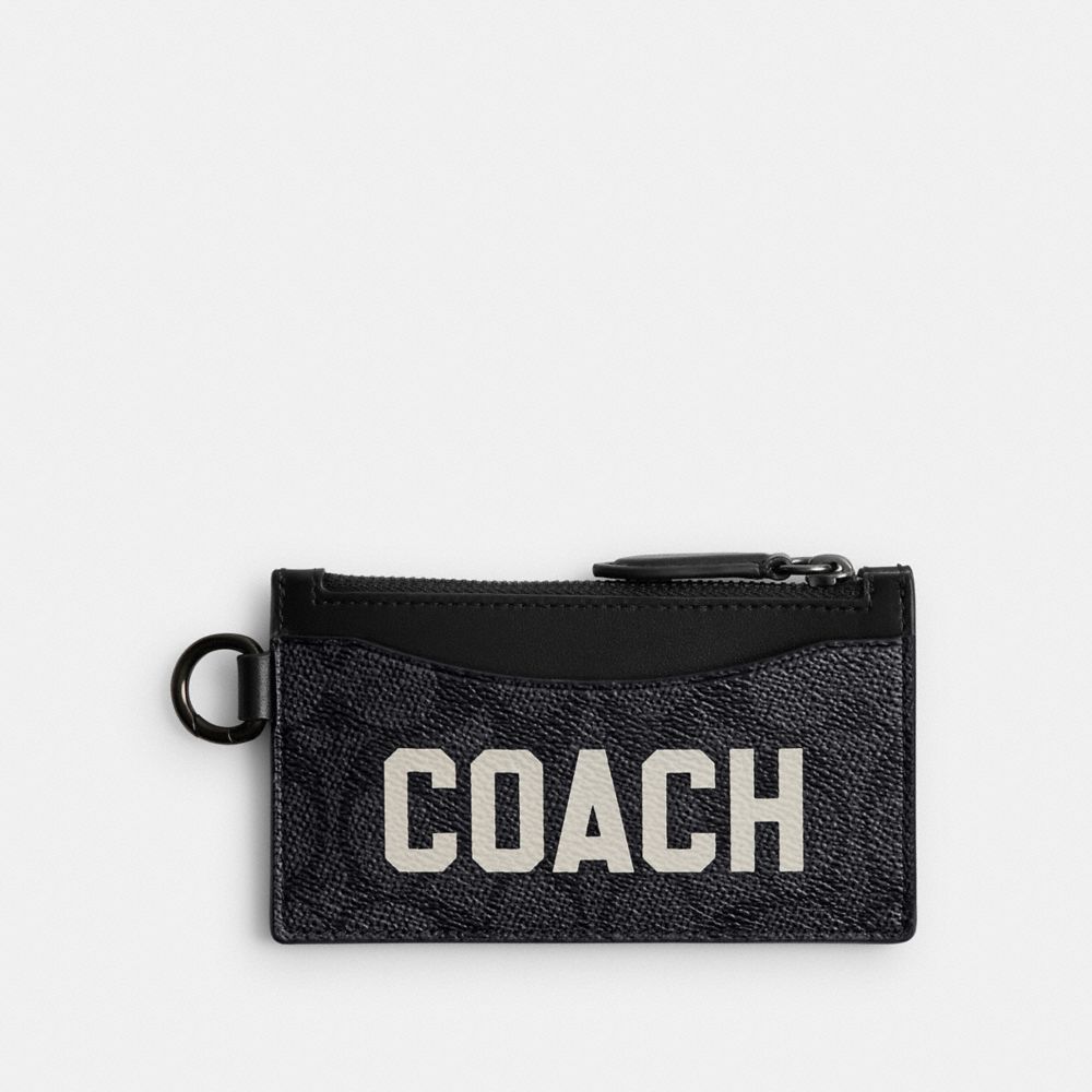 Grey Multicolor Coach Zip Card Case In Signature Canvas With Coach Graphic Men Card Cases & Money Clips | 823YRFQVE