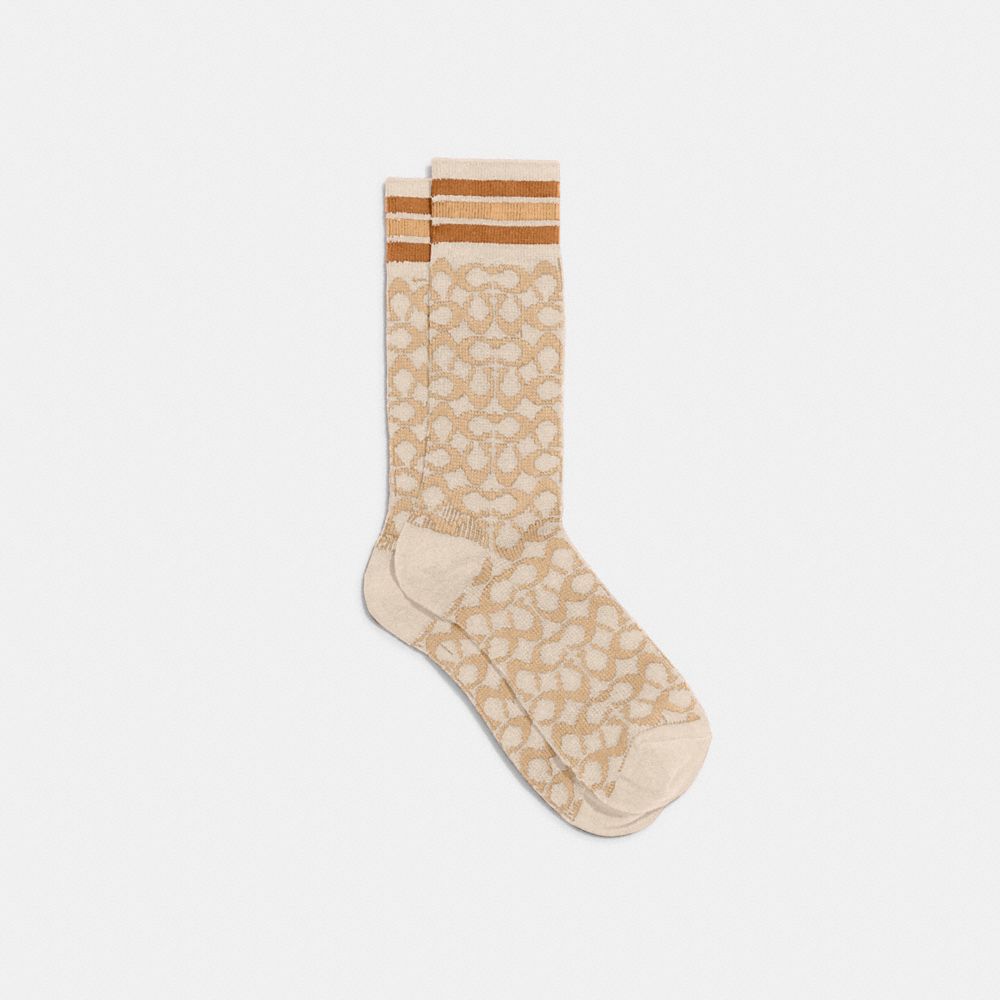 Hazelnut Coach Signature Socks Women Hats Scarves & Gloves | 816ZGMDWF