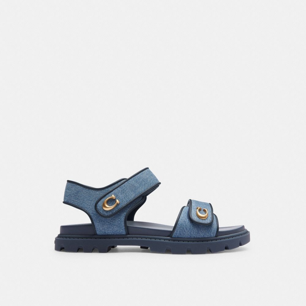 Indigo Denim Coach Brynn Sandal Women Sandals | 516TGXHWN