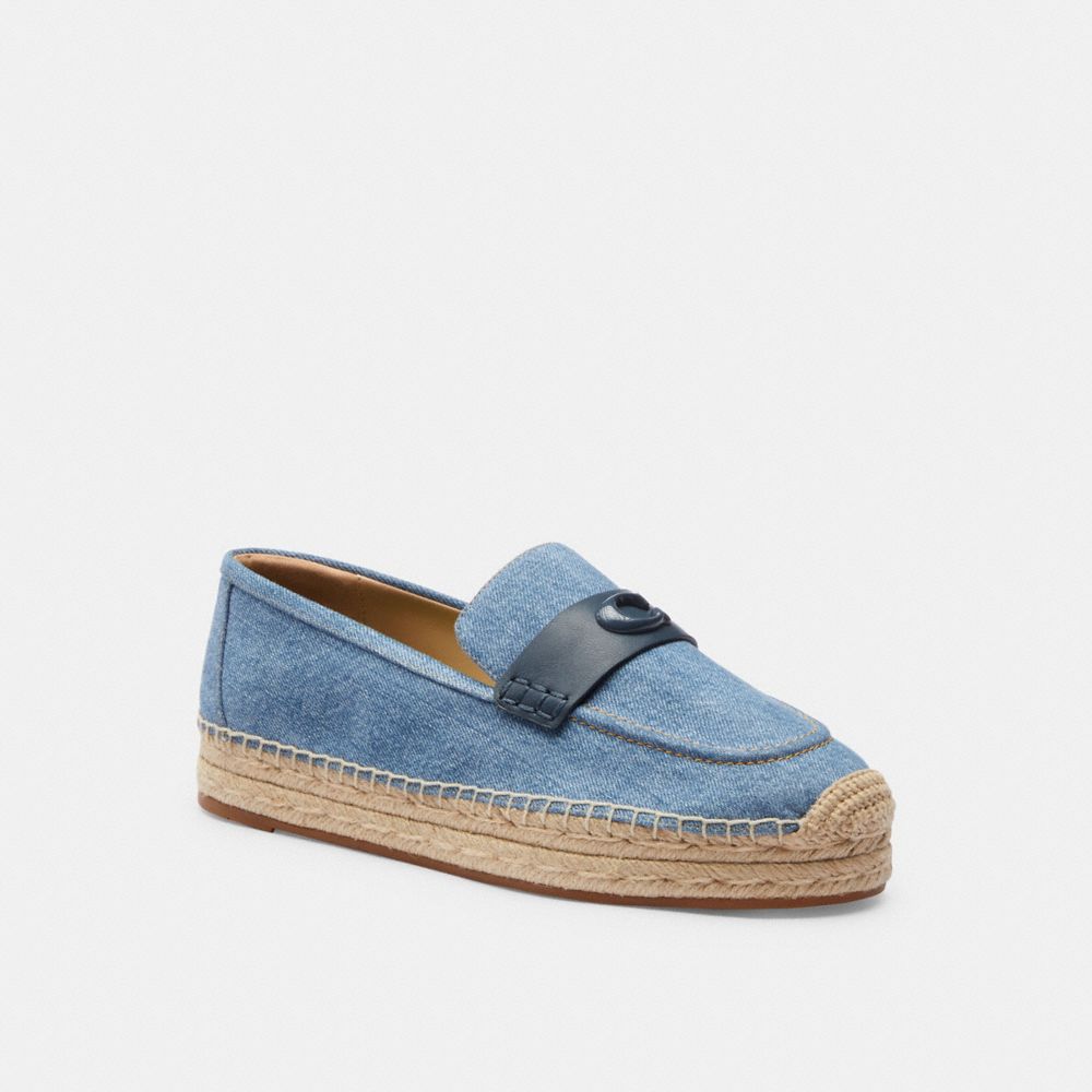 Indigo Denim Coach Camilla Espadrille Women Flats & Loafers | 087PJSDNW