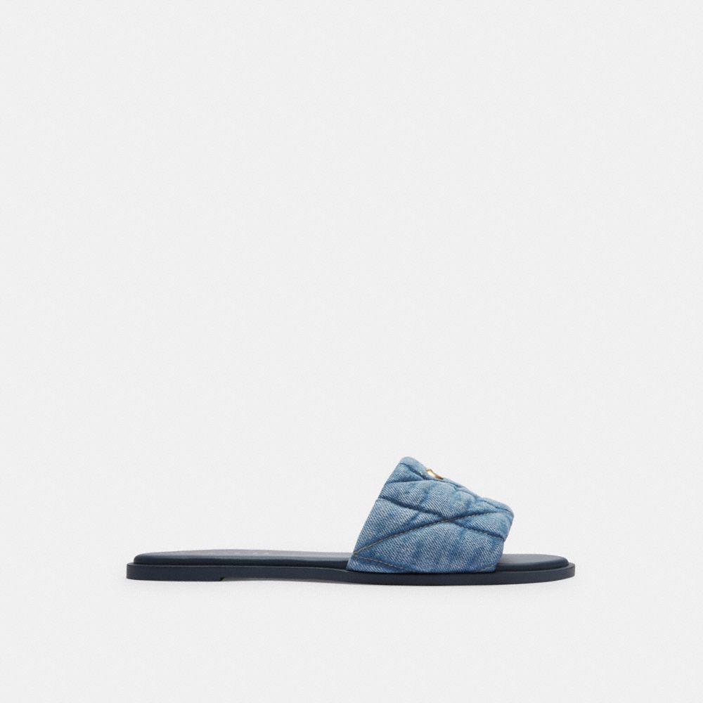 Indigo Denim Coach Holly Sandal With Quilting Women Sandals | 724PDCKWO