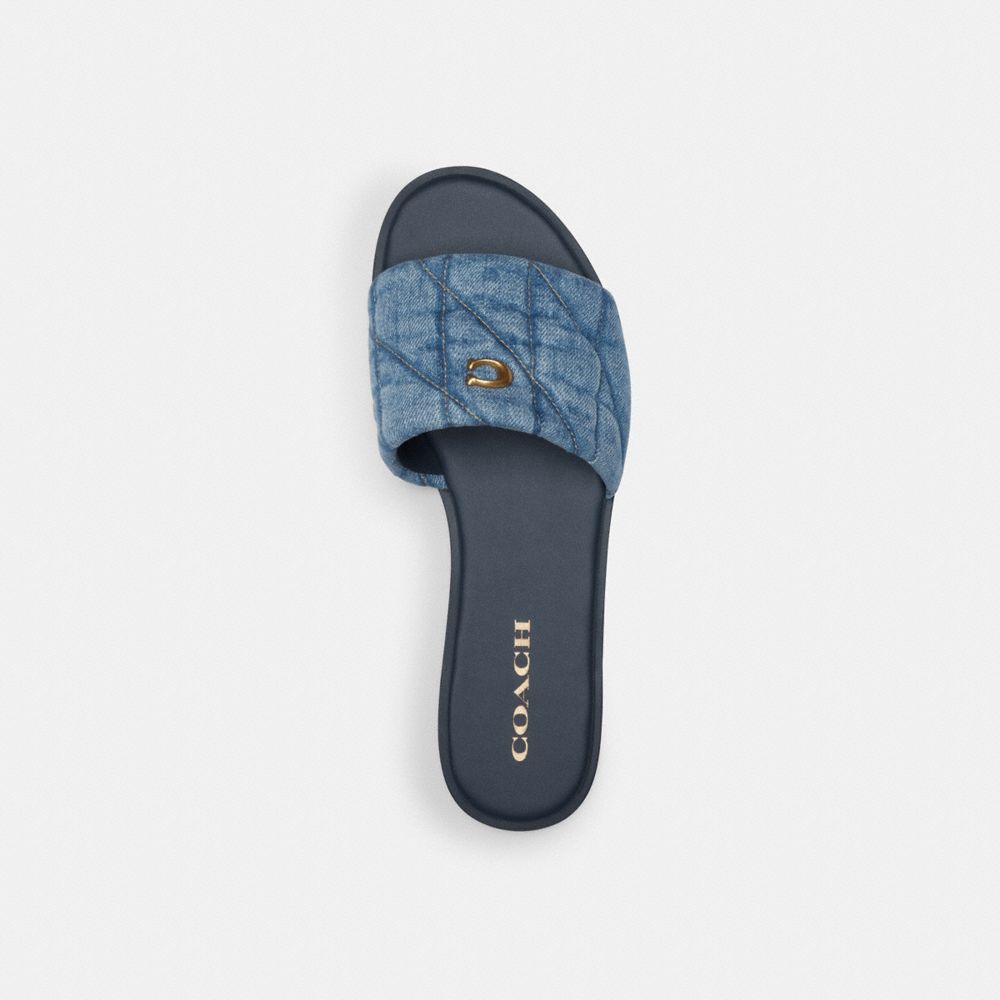 Indigo Denim Coach Holly Sandal With Quilting Women Sandals | 724PDCKWO