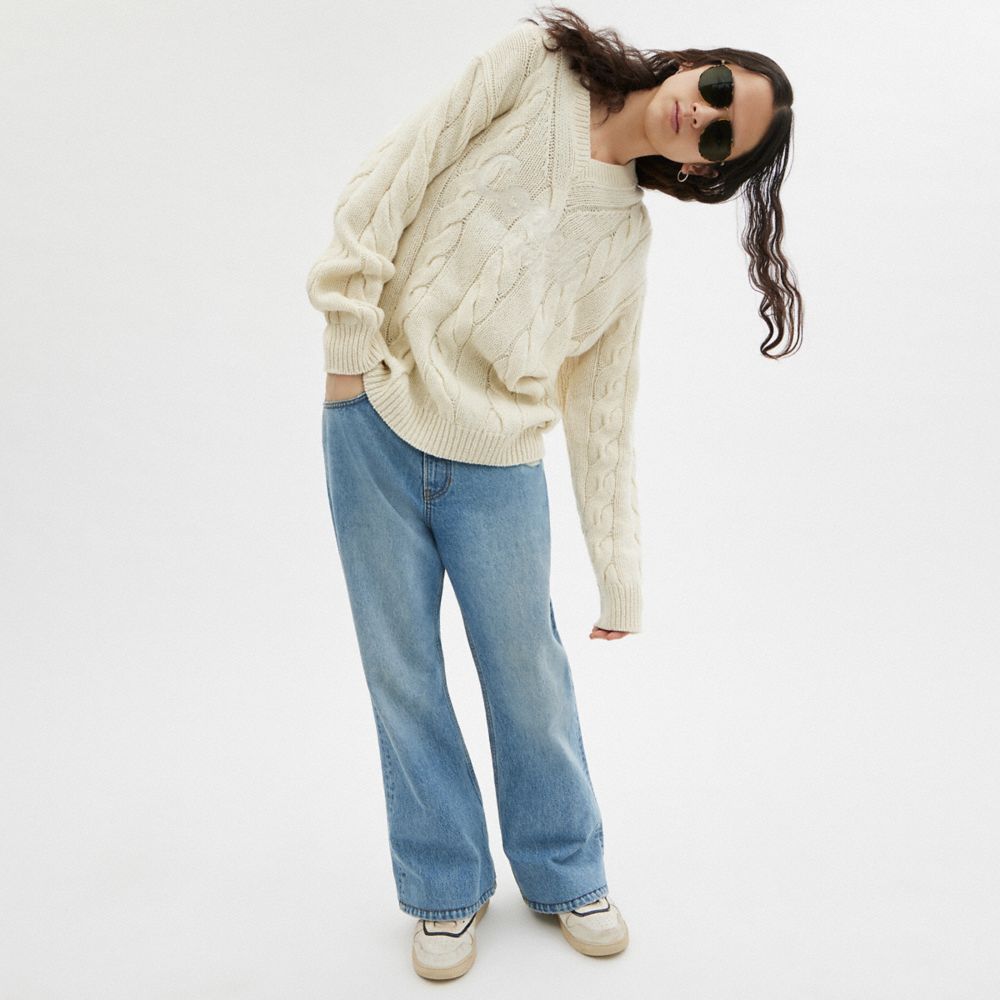 Ivory Coach Signature Sweater In Recycled Wool Men Tops & Bottoms | 213BDPNMA