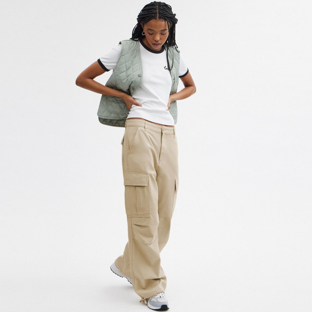 Khaki Coach Cargo Pants Women Bottoms | 984UBQAGJ