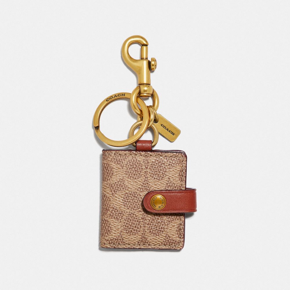 Khaki Coach Picture Frame Bag Charm In Signature Canvas Women Straps, Charms, and Keyrings | 176TFPHCN