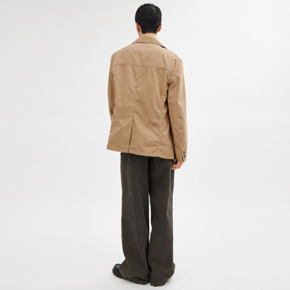 Khaki Coach Regenerative Cotton Casual Lightweight Blazer Men Jackets & Outerwear | 591SJYHEF