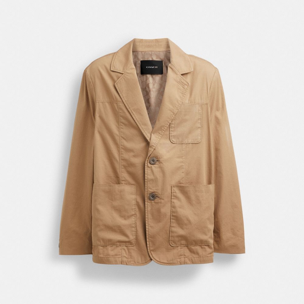 Khaki Coach Regenerative Cotton Casual Lightweight Blazer Men Jackets & Outerwear | 591SJYHEF