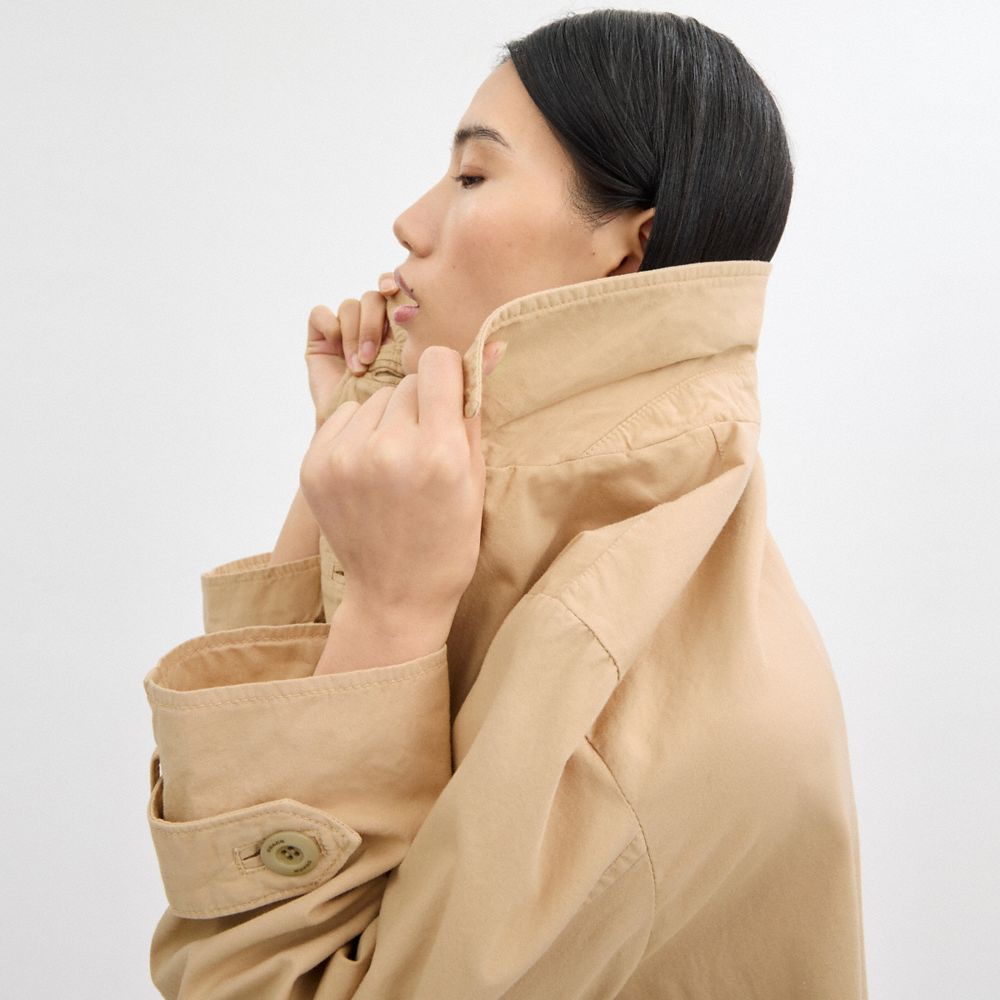 Light Khaki Coach Regenerative Cotton Balmacaan Women Jackets & Outerwear | 084JWRUOX