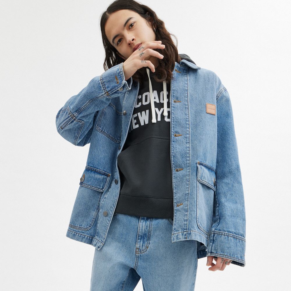 Light Wash Coach Denim Chore Jacket Men Jackets & Outerwear | 208AFEVHZ