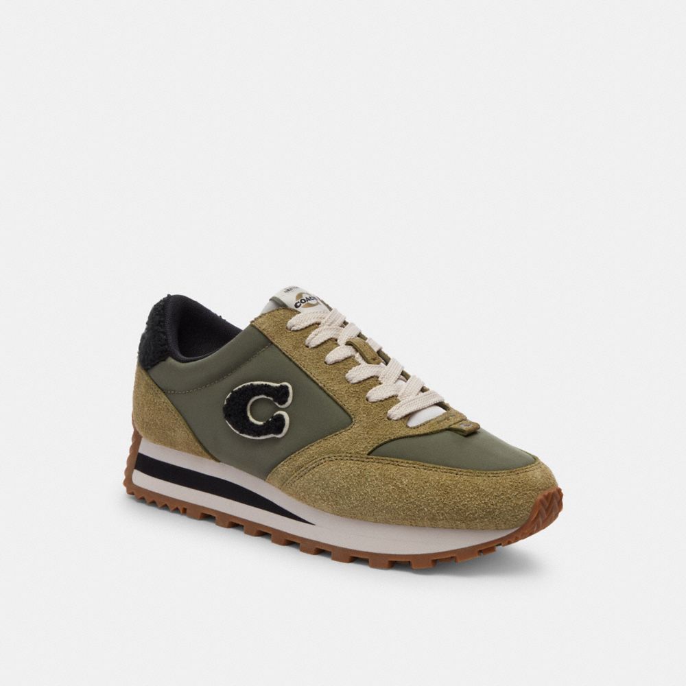 Moss/Army Green Coach Runner Women Sneakers | 613YEWHQI