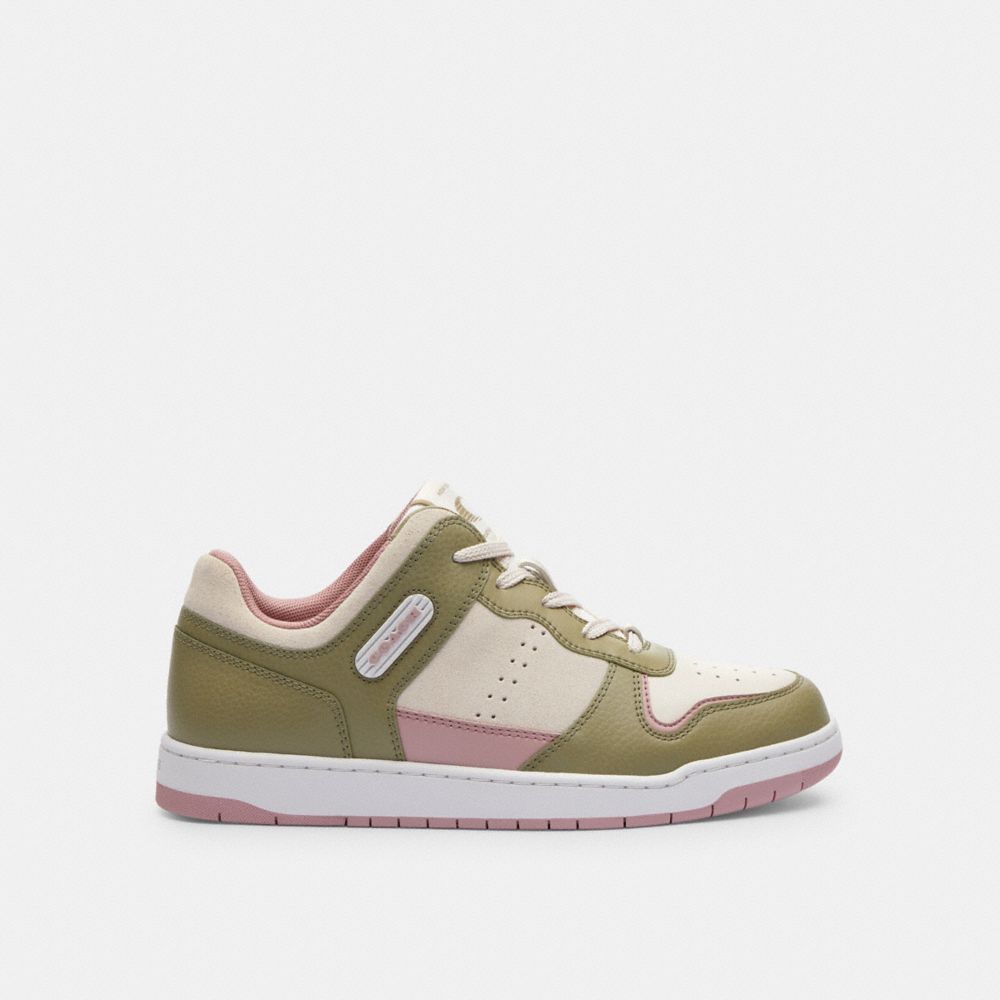 Moss/Light Rose Coach C201 Low Top Women Sneakers | 496WHCYBI