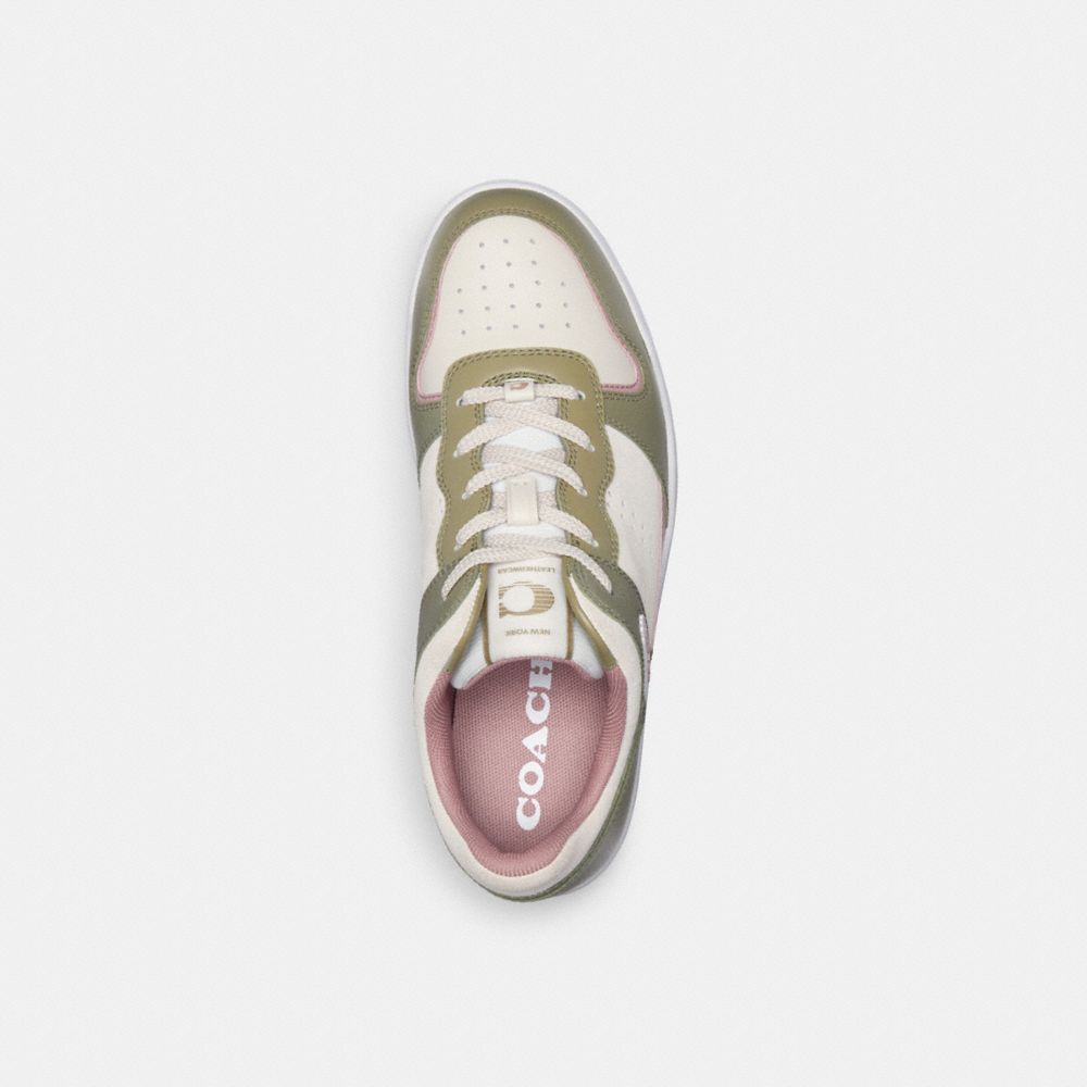 Moss/Light Rose Coach C201 Low Top Women Sneakers | 496WHCYBI