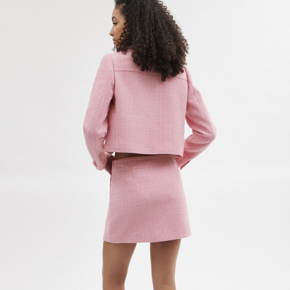 Pink Coach Heritage C Tweed Skirt Women Bottoms | 709YFOPKT