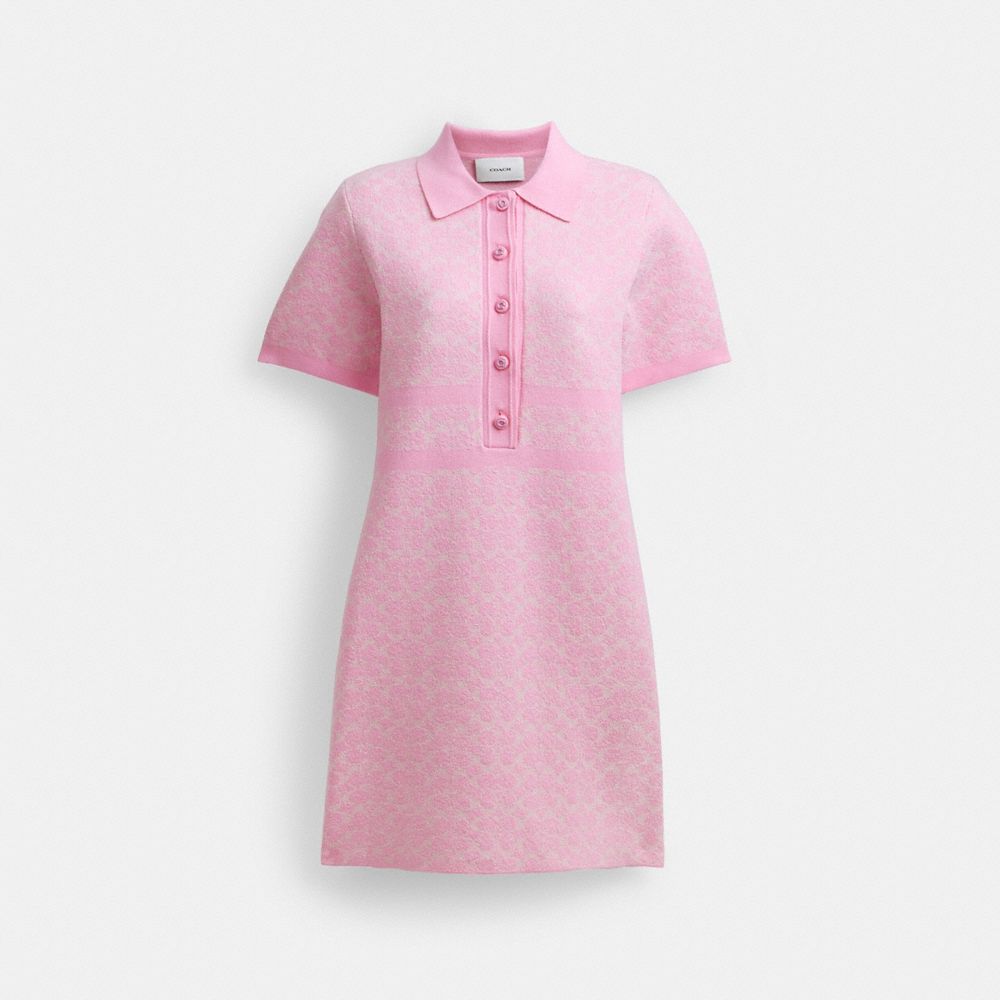 Pink Signature Coach Polo Sweater Dress Women Dresses | 450NGVYLK