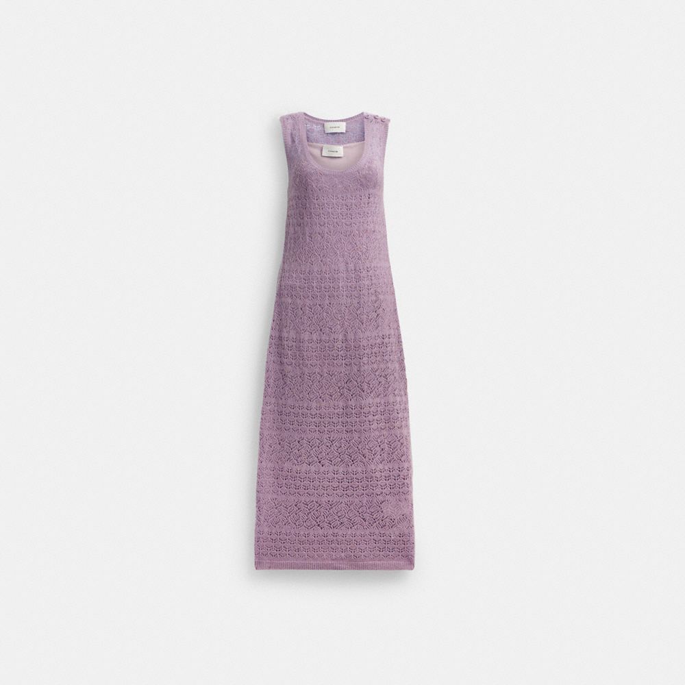 Purple Coach Lace Knit Dress Women Dresses | 612CXKFHD